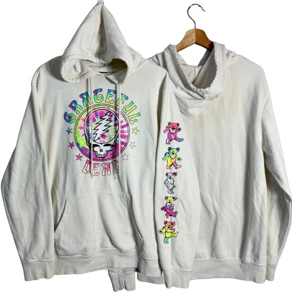 Grateful Dead Hooded Sweatshirt Pullover Hoodie Women's Medium Ivory Dead Head - Picture 2 of 12